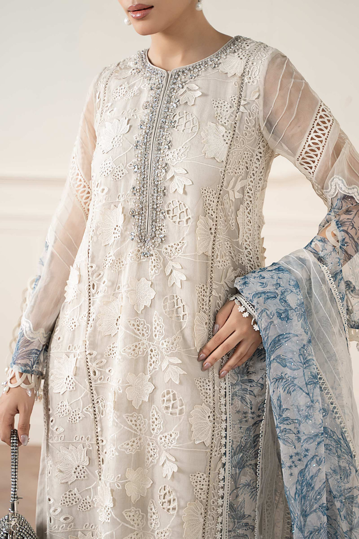 Maria B | Pre Fall 25 | Organza Suit 05 -  Maria B Ladies Clothes - Original Designer Dress - House of Maryam