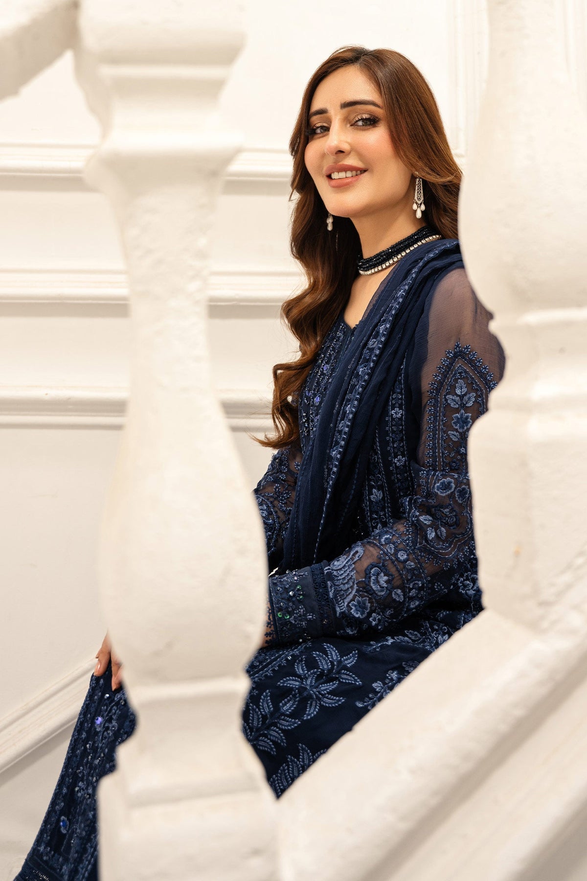 Maria B | Pre Fall Dresses | 3 Piece Embroidered Chiffon Suit RR, image 3