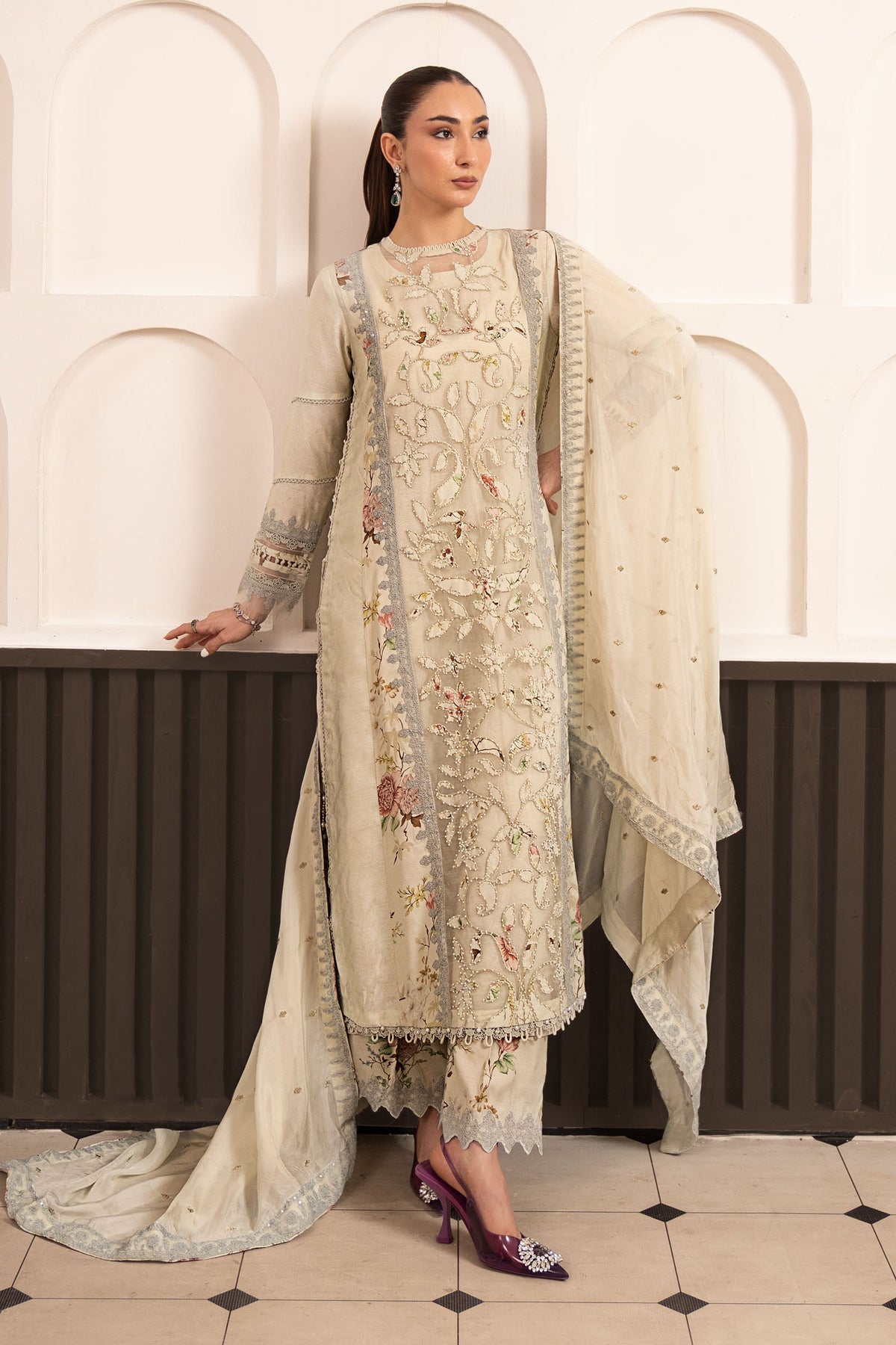 Maria B | Luxury Formals Pre Fall | SF-EA26-24-Light Yellow, image 4
