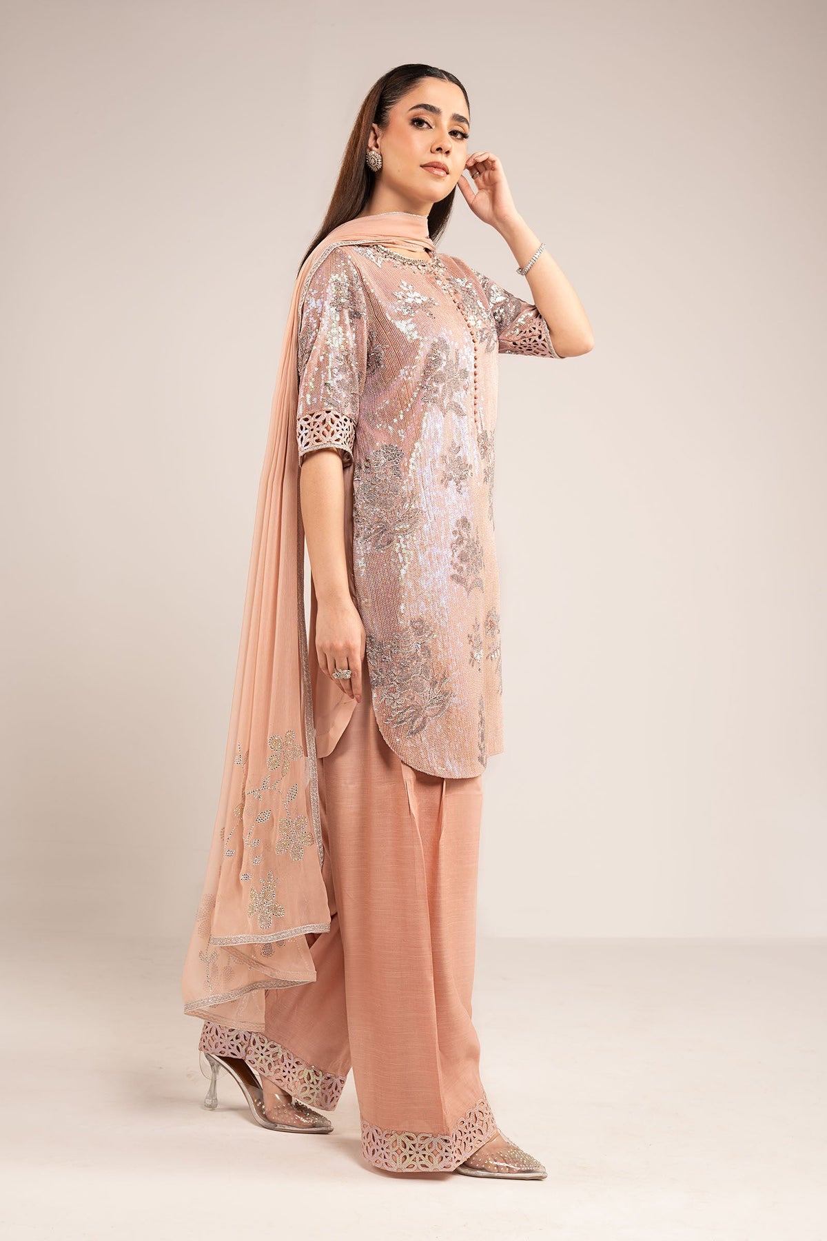 Maria B | Modern Archives | 3 Piece Embroidered Chiffon Suit, image 3