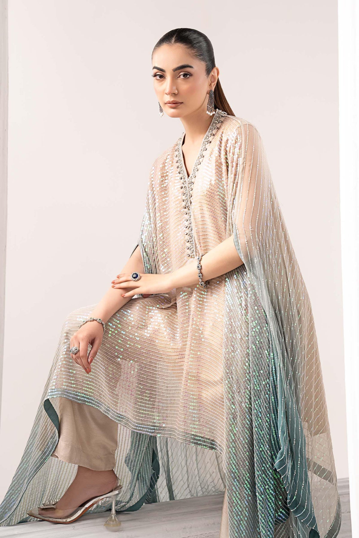 Maria B | Luxury Formals | SF-EF26-11-Beige and Green-5