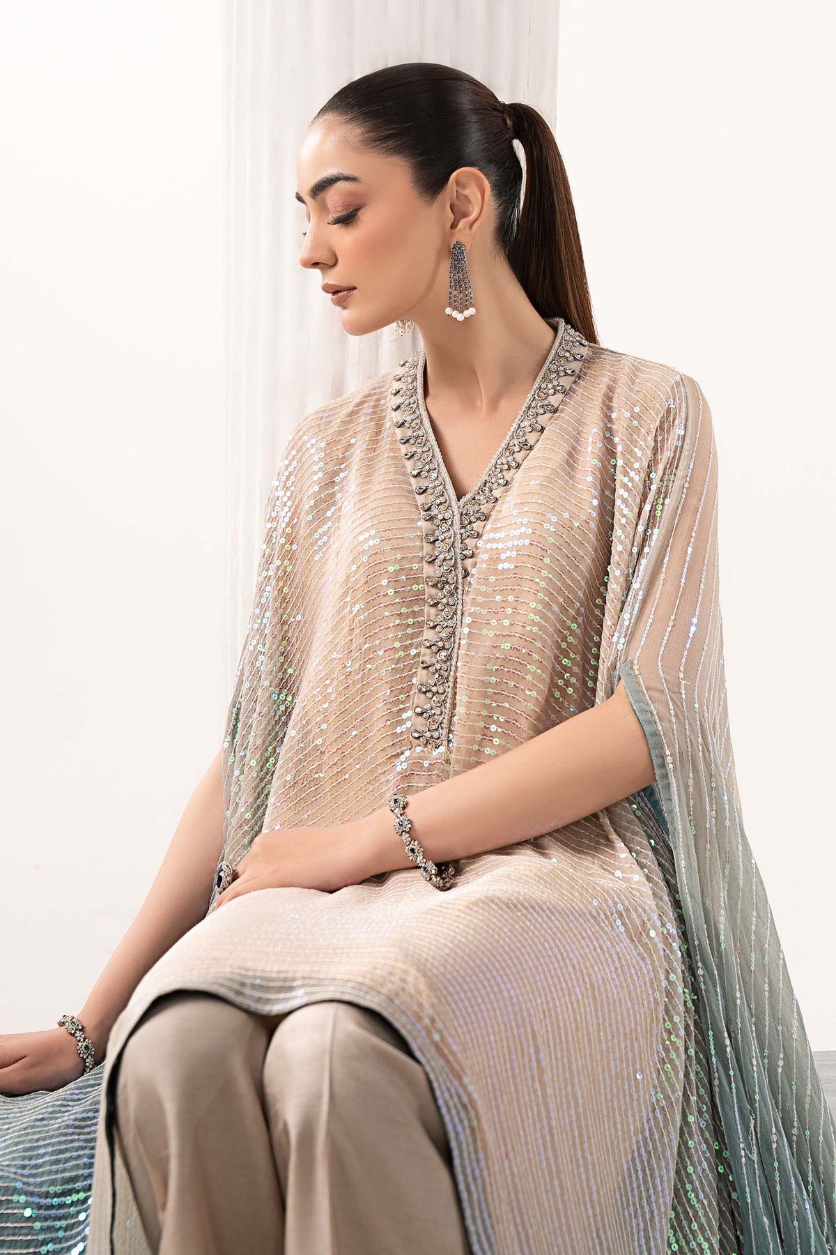 Maria B | Modern Archives | 3 Piece Embroidered Chiffon Suit, image 5