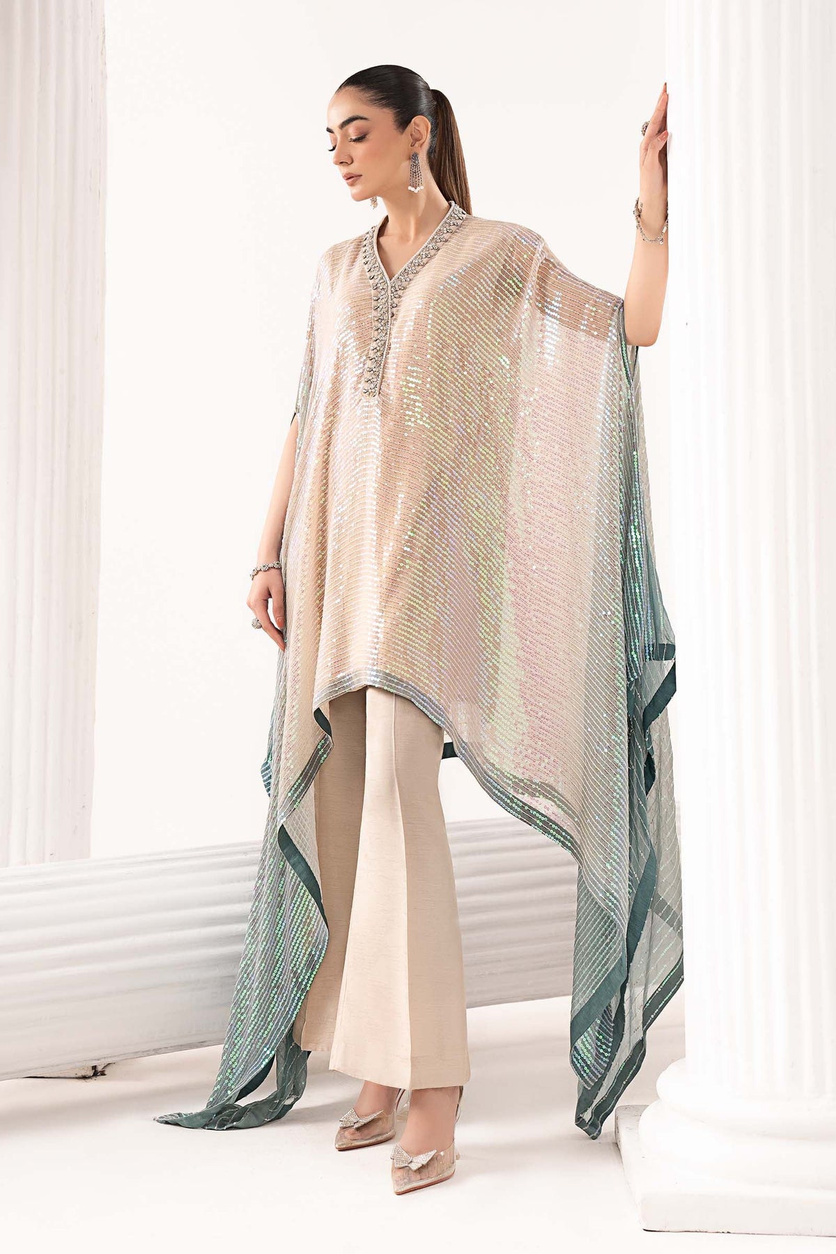 Maria B | Luxury Formals | SF-EF26-11-Beige and Green-1