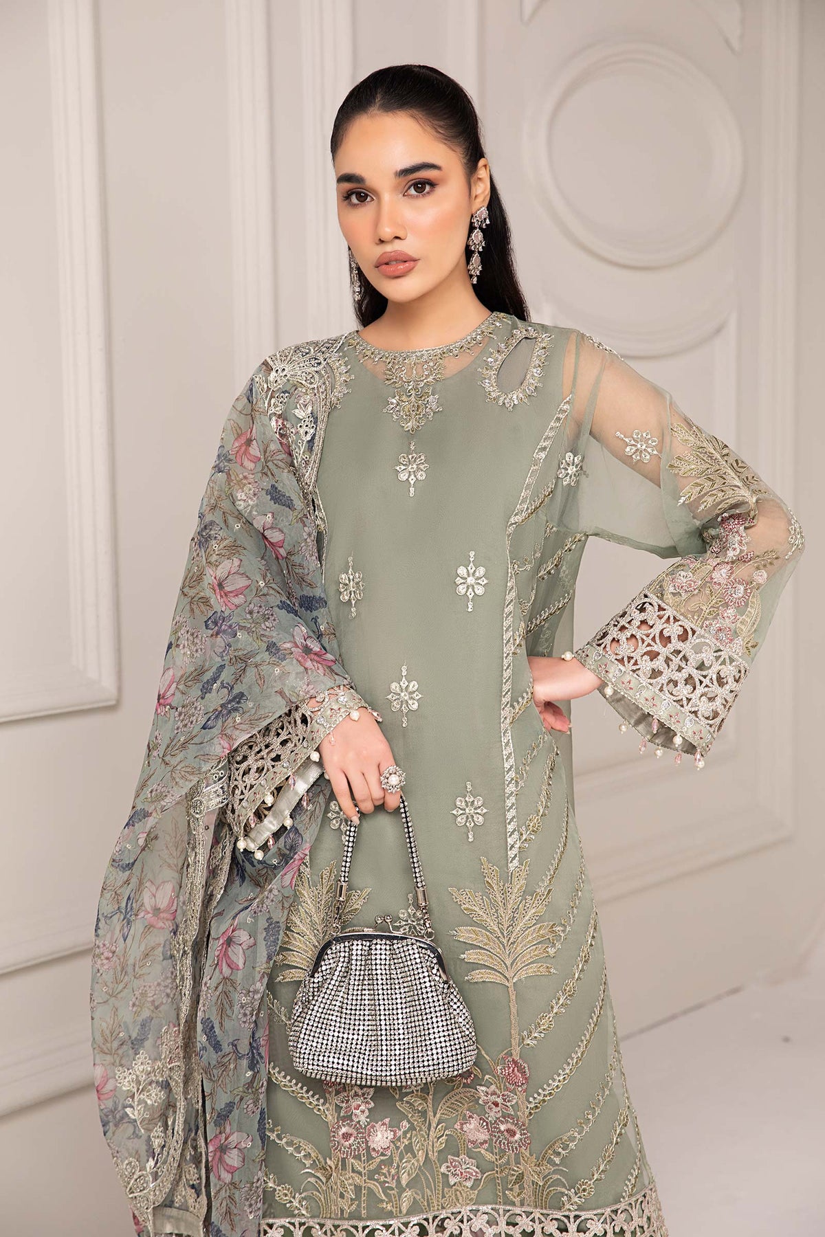 Maria B | Pre Fall Dresses | 3 Piece Embroidered Organza Suit TT, image 4