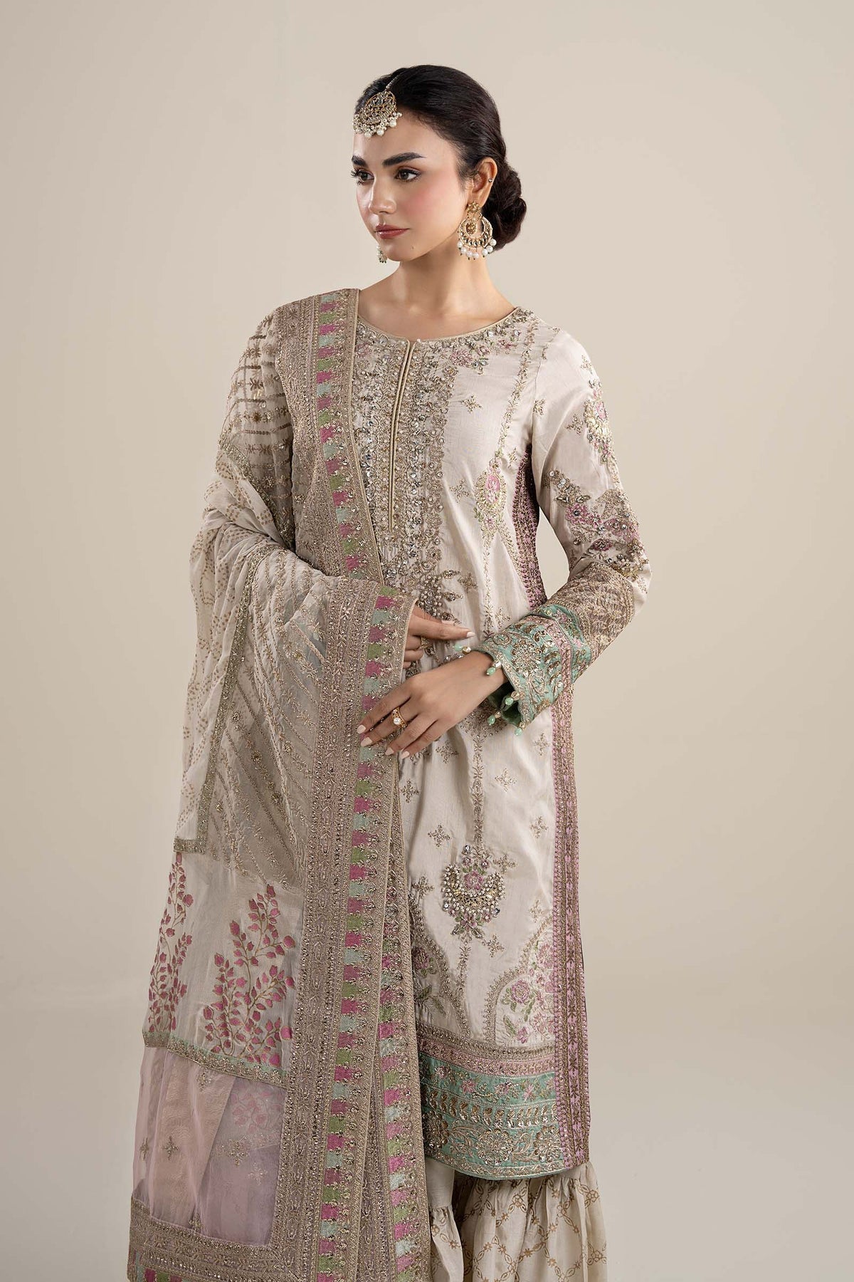 Maria B | Pre Fall Dresses | 3 Piece Embroidered Bamber Raw Silk Suit HH, image 3