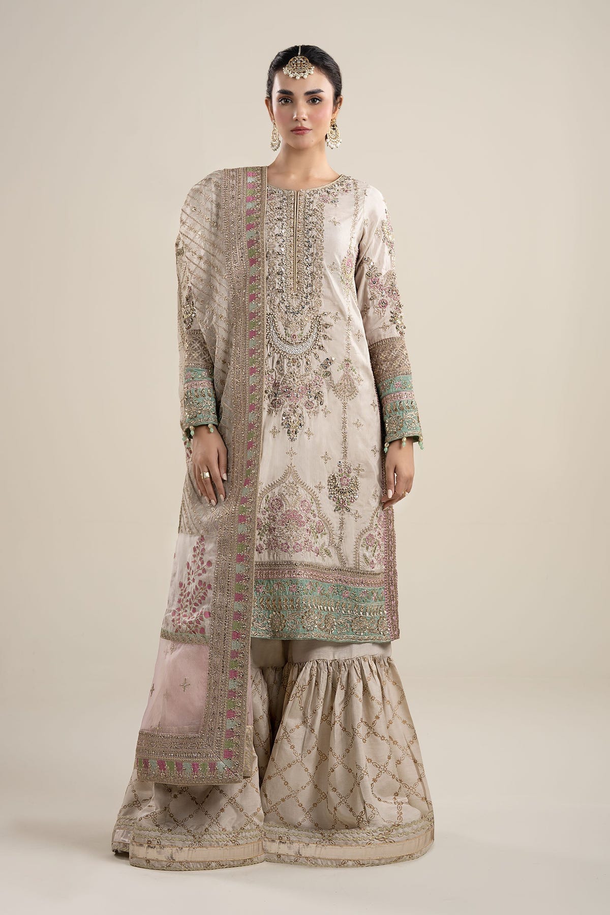 Maria B | Pre Fall Dresses | 3 Piece Embroidered Bamber Raw Silk Suit HH