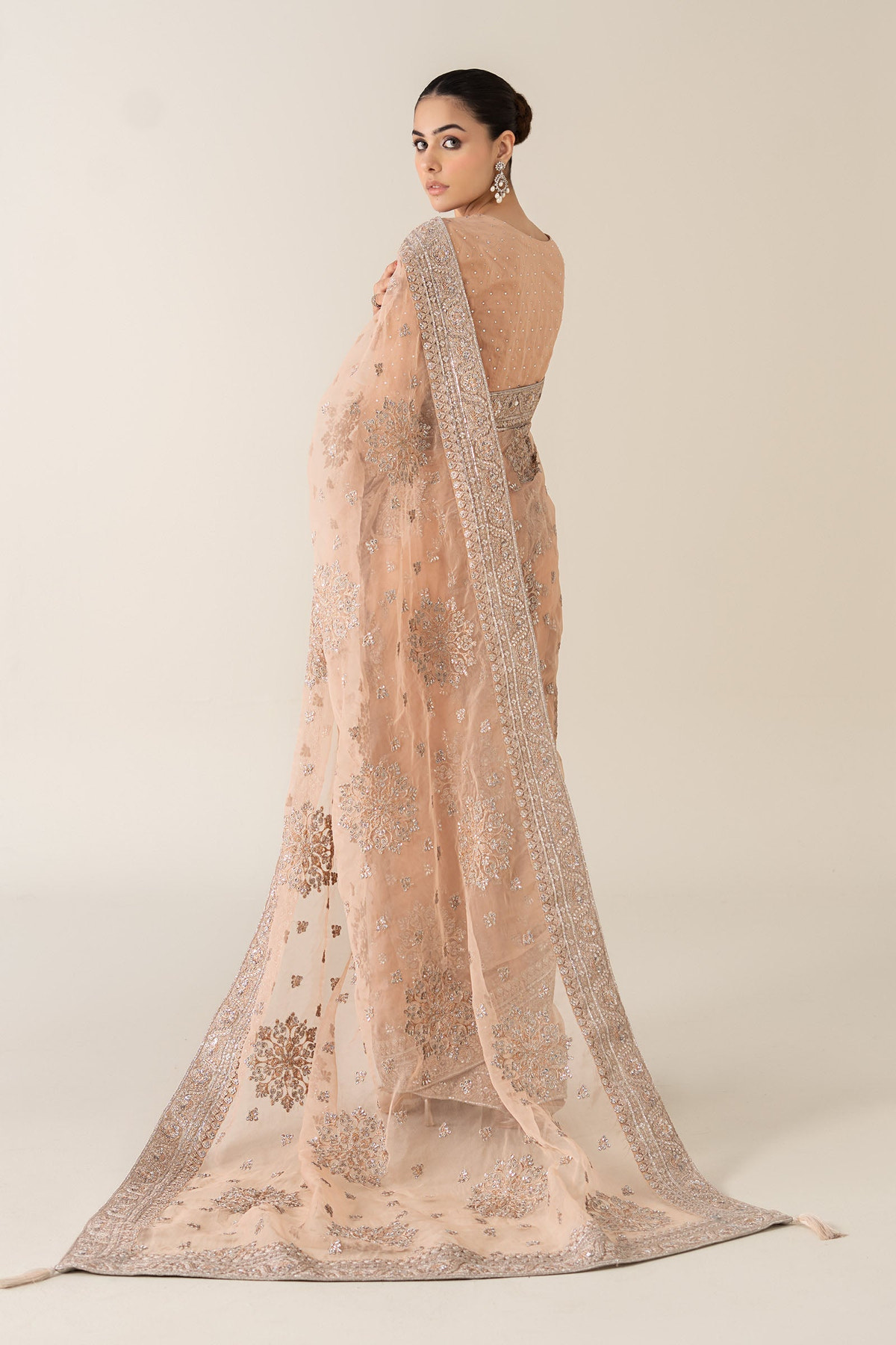 Maria B | Pre Fall 25 | Organza Saree 09 -  Maria B Ladies Clothes - Original Designer Dress - House of Maryam