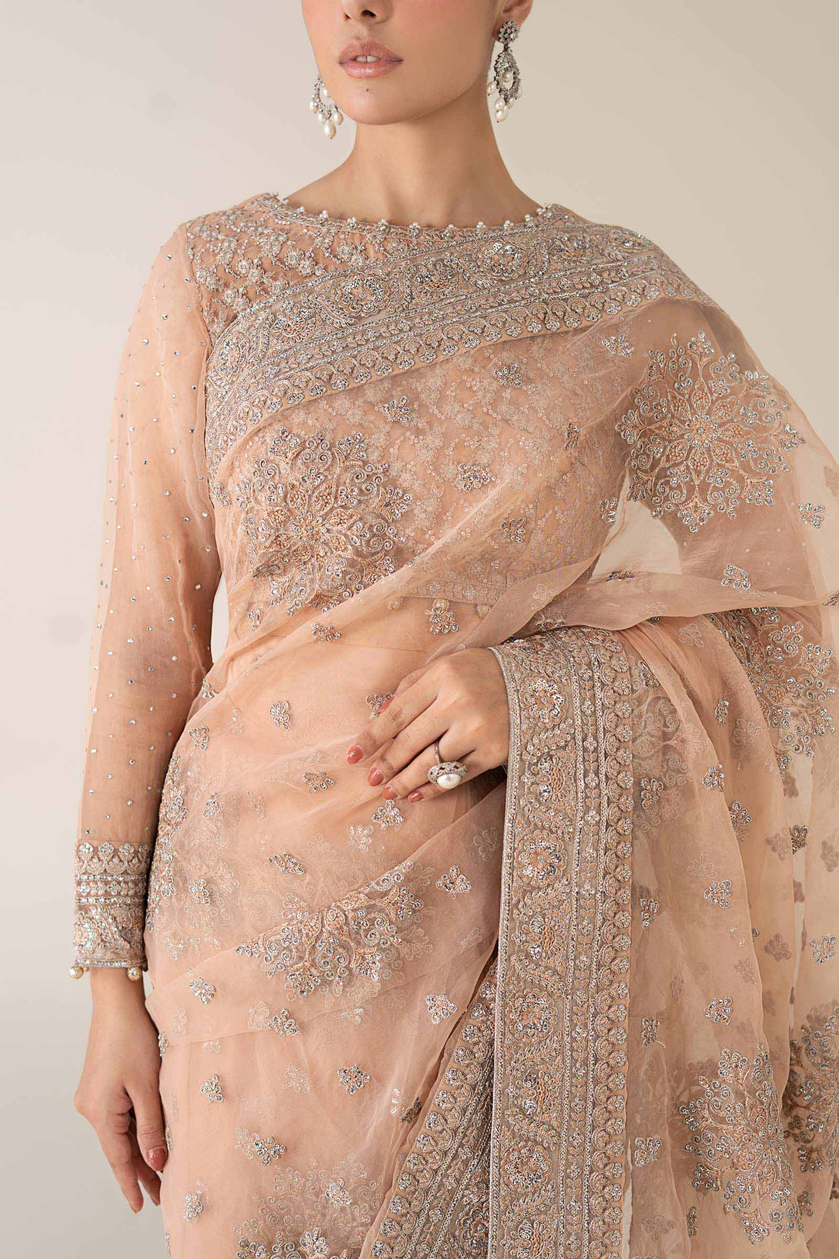 Maria B | Pre Fall 25 | Organza Saree 09 -  Maria B Ladies Clothes - Original Designer Dress - House of Maryam