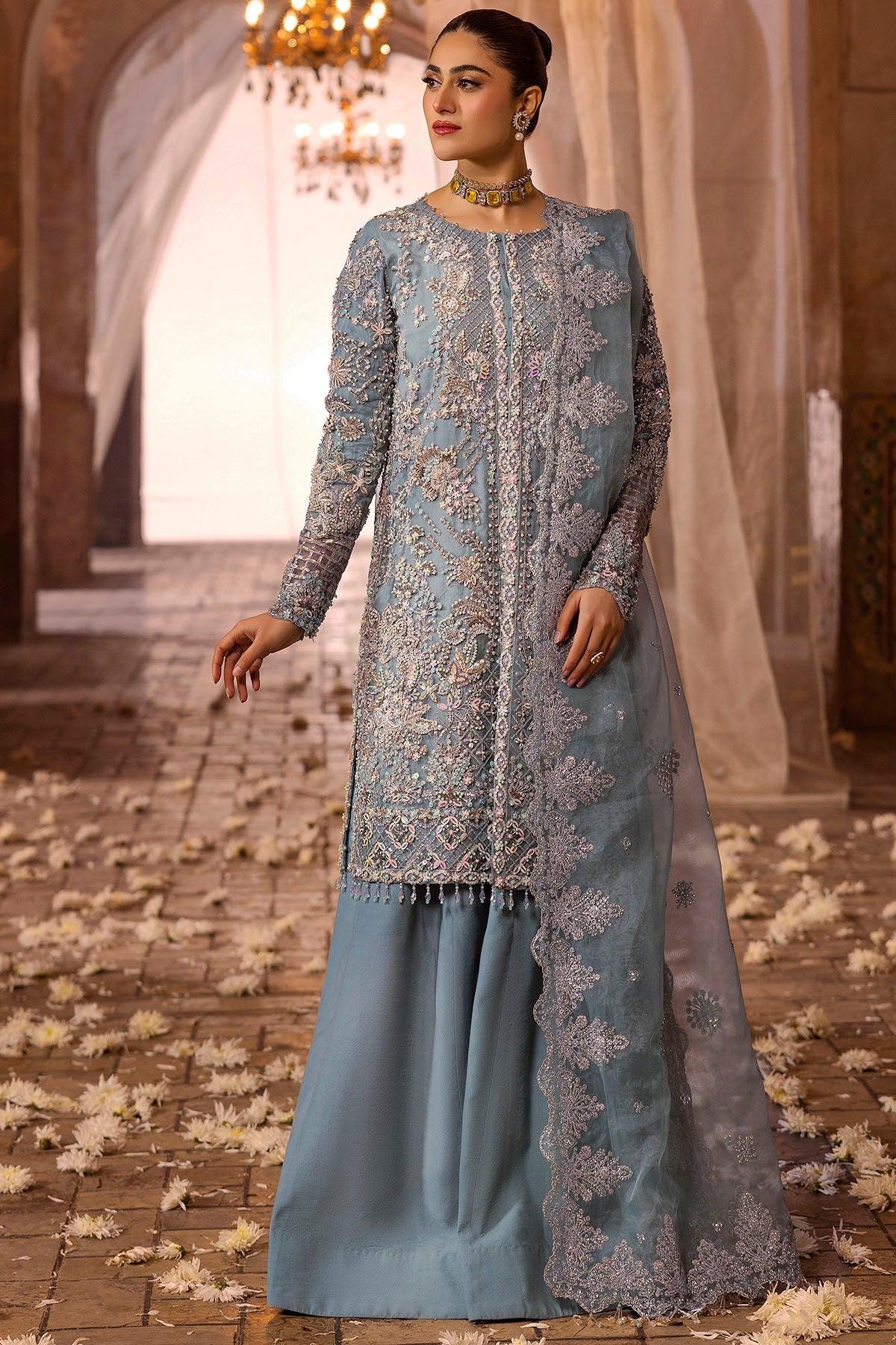 Motifz | Bridal Couture | 0014-FIROZEH EMBROIDERED ORGANZA STITCHED -  Motifz Ladies Clothes - Original Designer Dress - House of Maryam