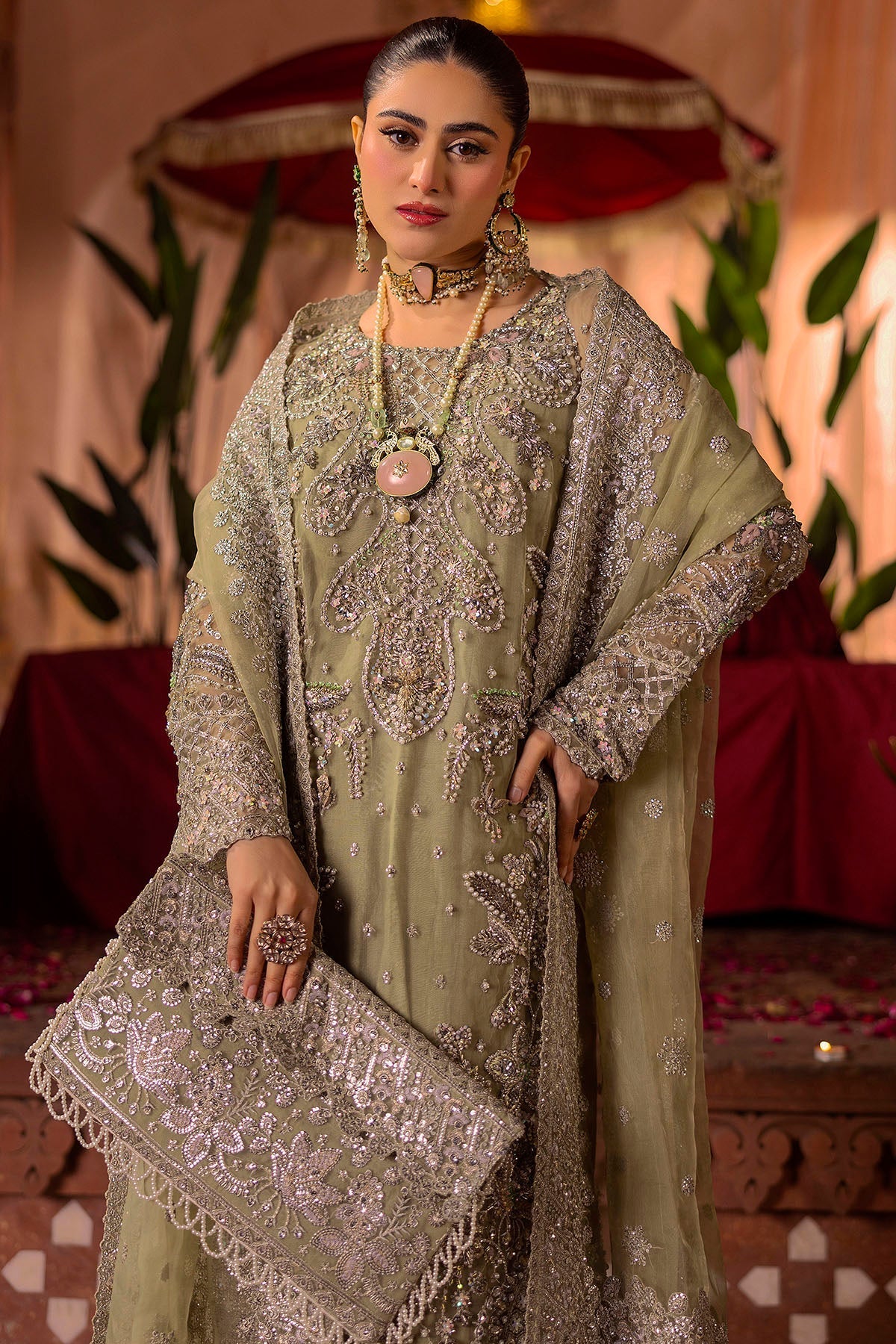 Motifz | Bridal Couture | 0016-MEERAZ EMBROIDERED ORGANZA STITCHED -  Motifz Ladies Clothes - Original Designer Dress - House of Maryam