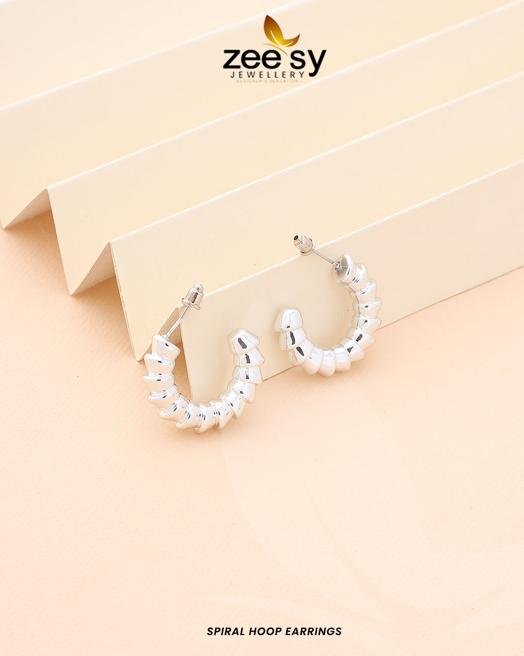 Spiral Hoop Earrings -  Zeesy Earrings - Original Designer Dress - House of Maryam
