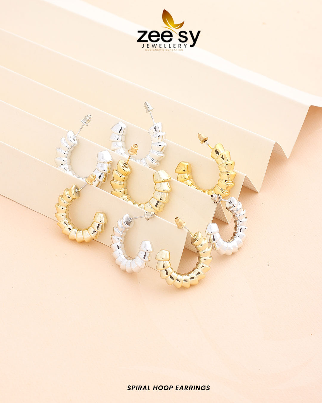 Spiral Hoop Earrings -  Zeesy Earrings - Original Designer Dress - House of Maryam