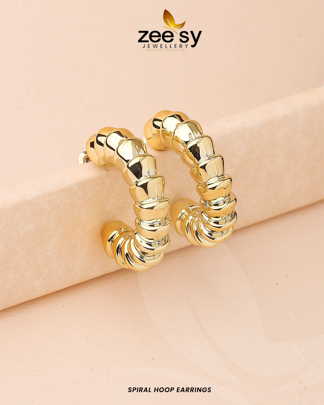 Spiral Hoop Earrings -  Zeesy Earrings - Original Designer Dress - House of Maryam