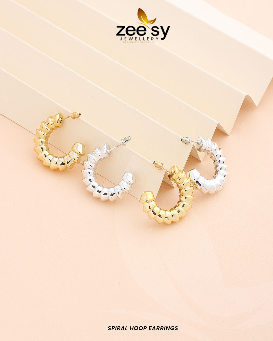 Spiral Hoop Earrings -  Zeesy Earrings - Original Designer Dress - House of Maryam
