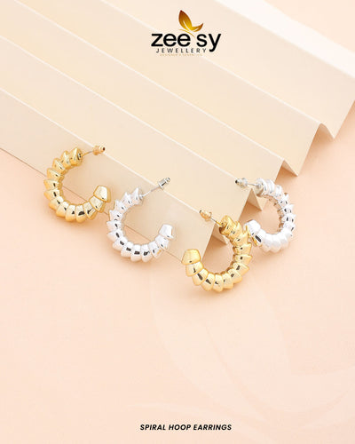 Spiral Hoop Earrings -  Zeesy Earrings - Original Designer Dress - House of Maryam