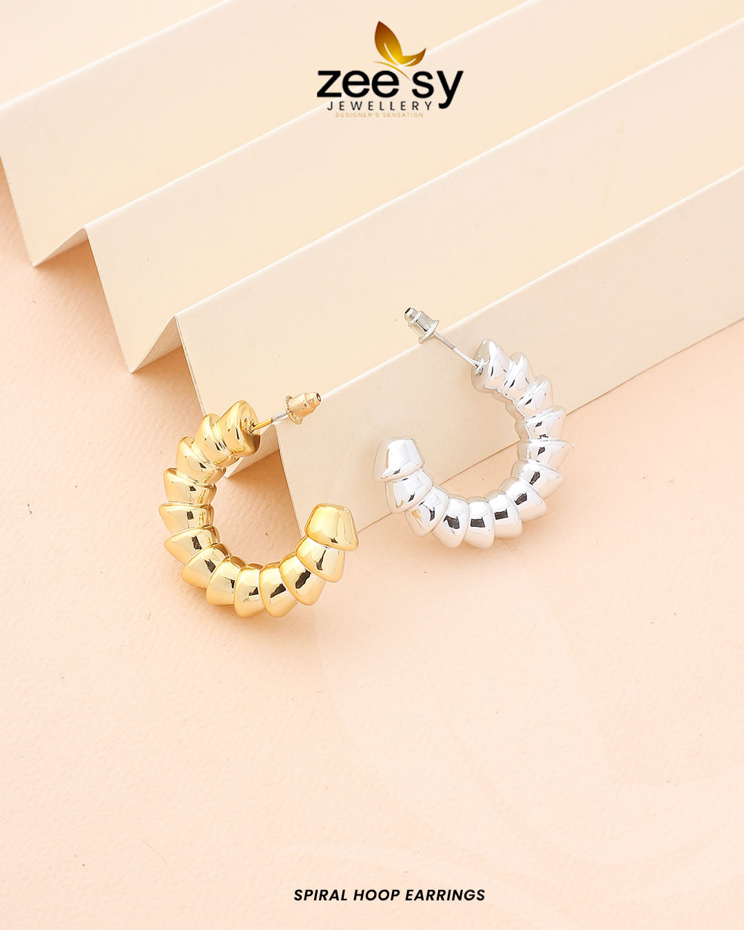 Spiral Hoop Earrings -  Zeesy Earrings - Original Designer Dress - House of Maryam