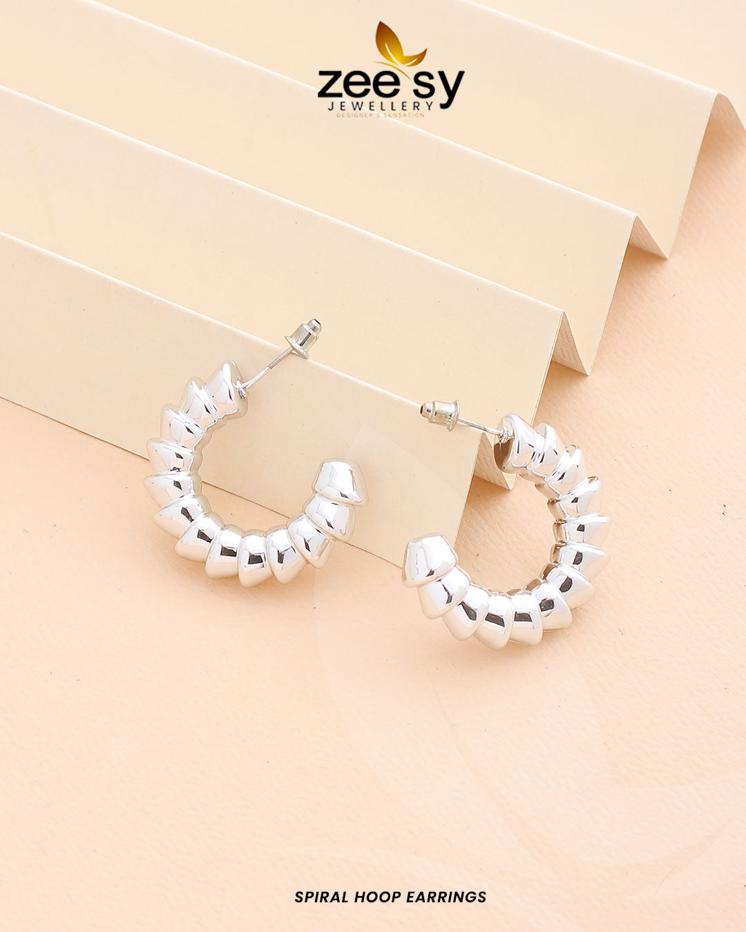 Spiral Hoop Earrings -  Zeesy Earrings - Original Designer Dress - House of Maryam