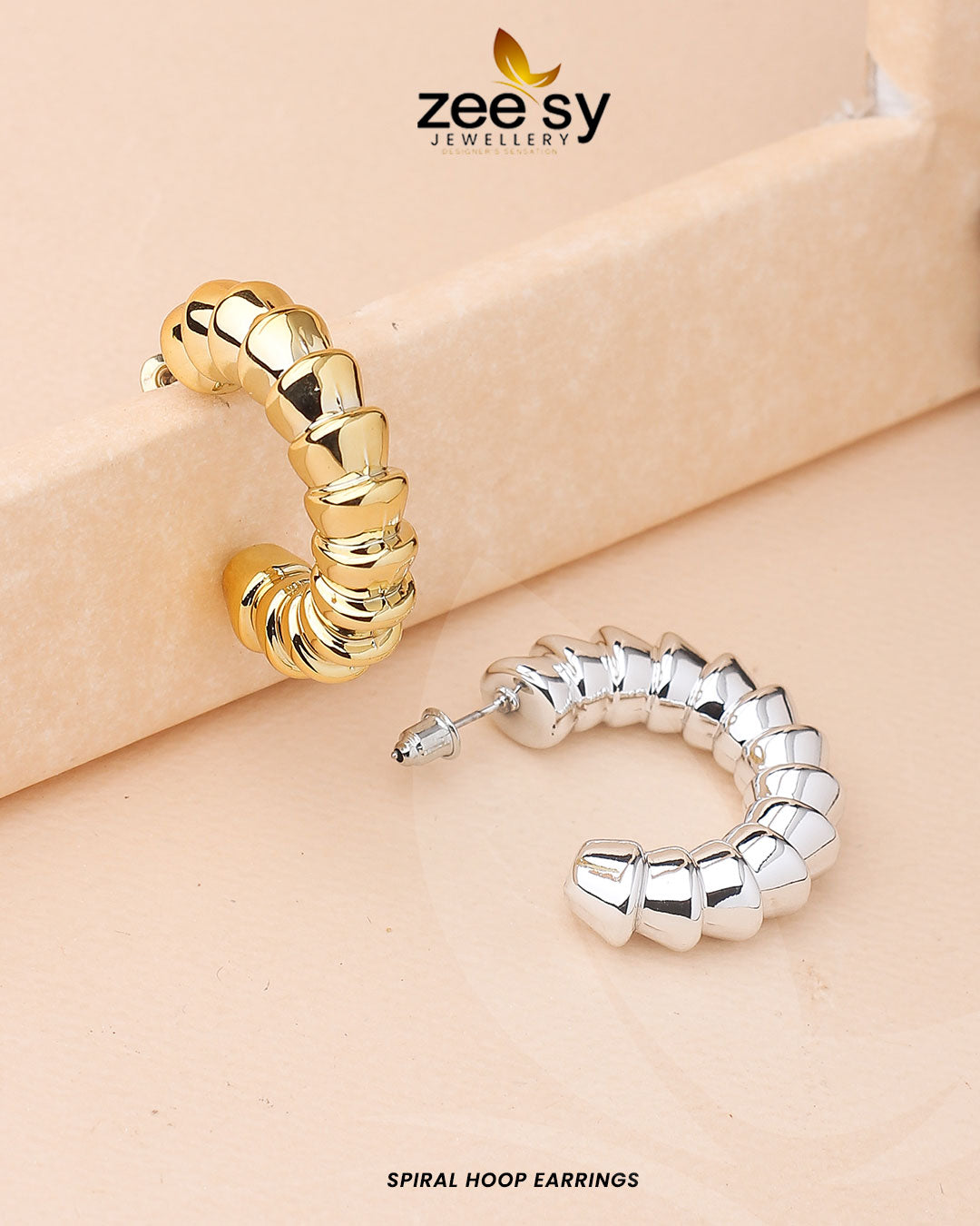 Spiral Hoop Earrings -  Zeesy Earrings - Original Designer Dress - House of Maryam