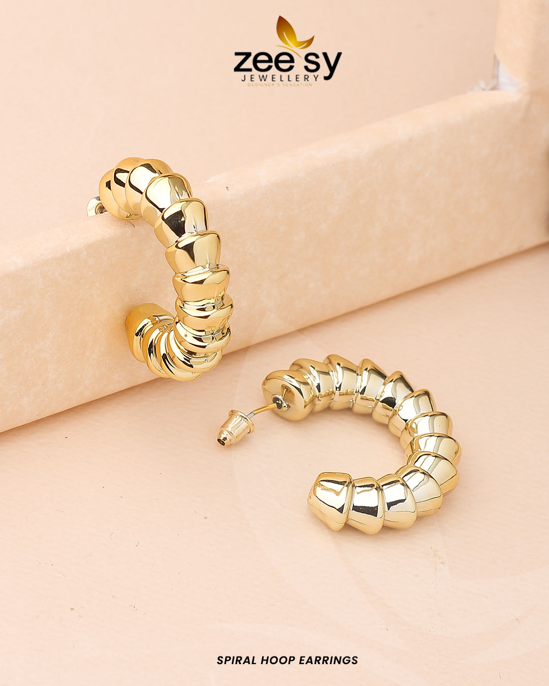 Spiral Hoop Earrings -  Zeesy Earrings - Original Designer Dress - House of Maryam