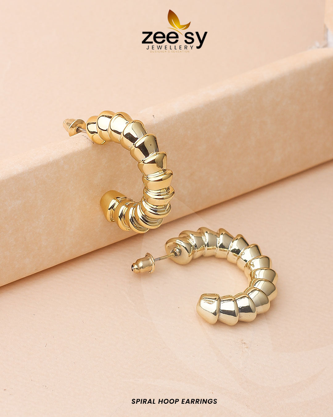 Spiral Hoop Earrings -  Zeesy Earrings - Original Designer Dress - House of Maryam