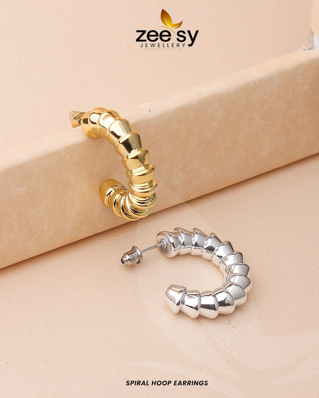Spiral Hoop Earrings -  Zeesy Earrings - Original Designer Dress - House of Maryam