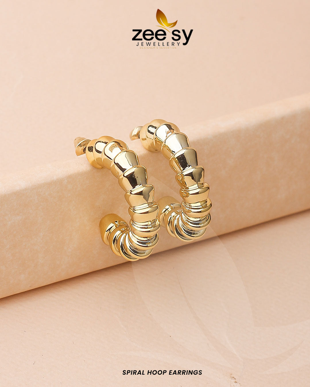 Spiral Hoop Earrings -  Zeesy Earrings - Original Designer Dress - House of Maryam