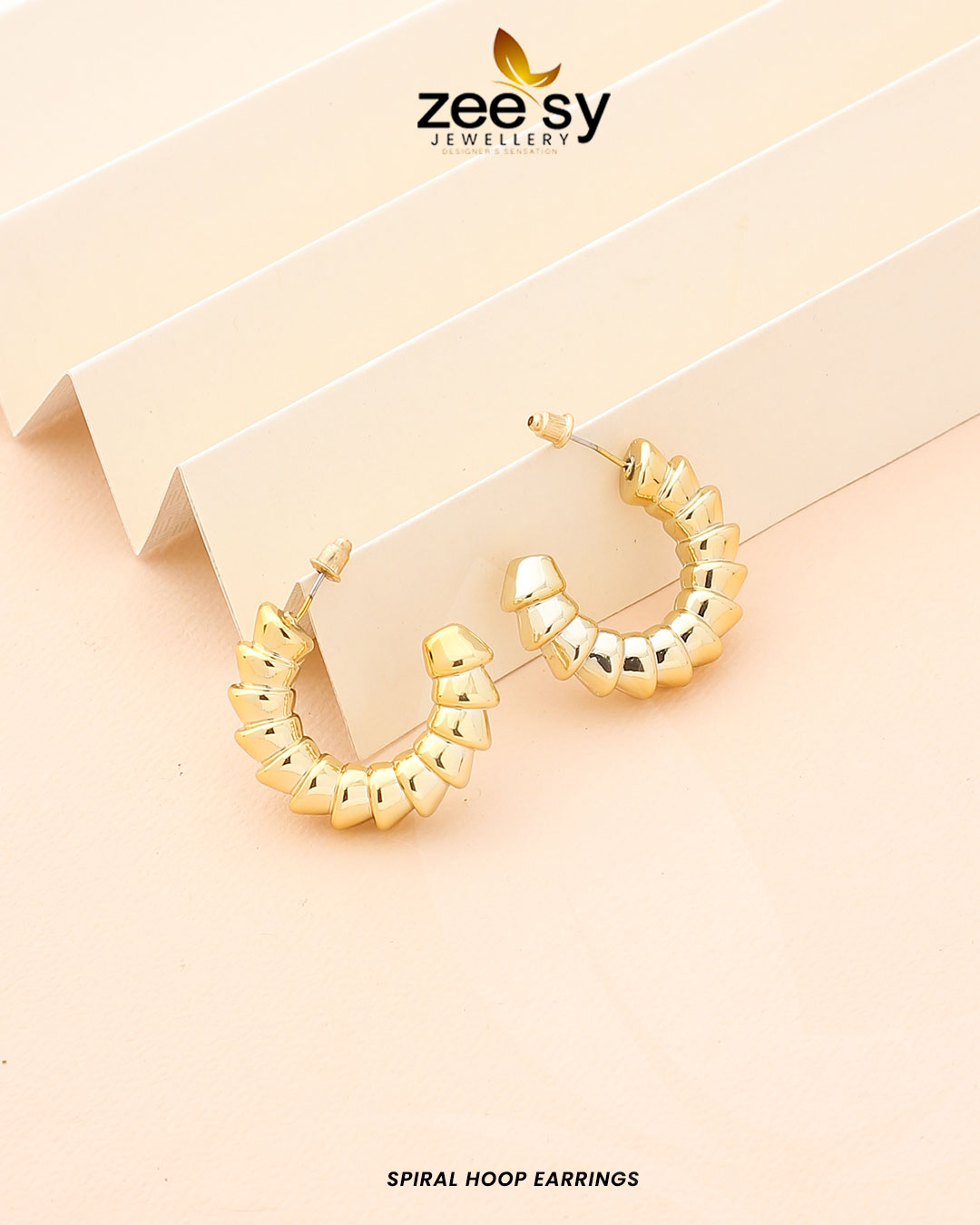 Spiral Hoop Earrings -  Zeesy Earrings - Original Designer Dress - House of Maryam