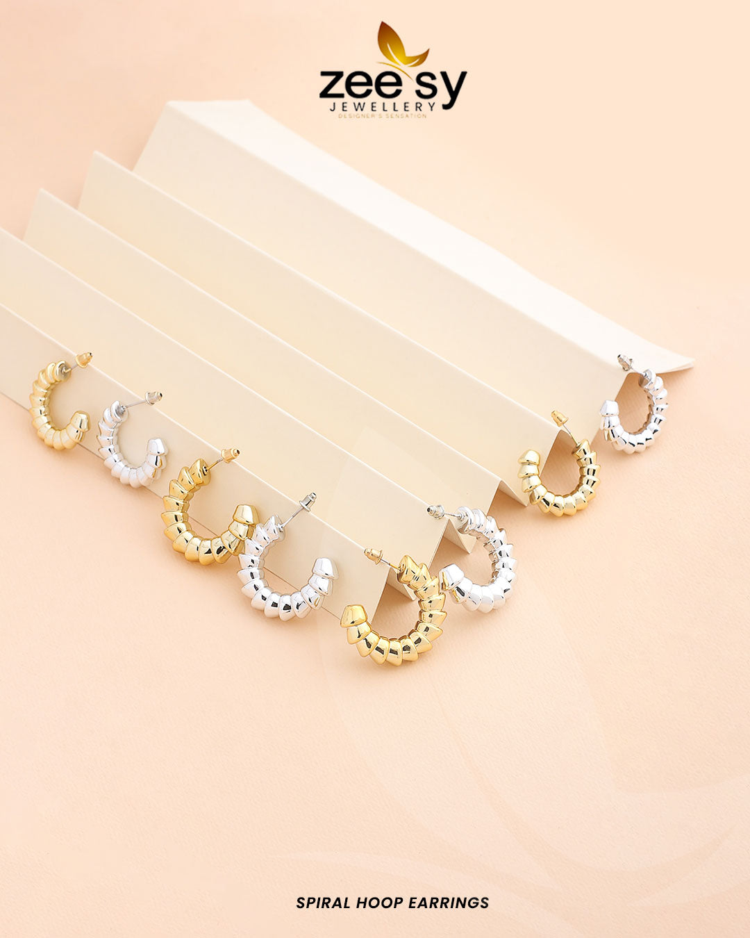 Spiral Hoop Earrings -  Zeesy Earrings - Original Designer Dress - House of Maryam