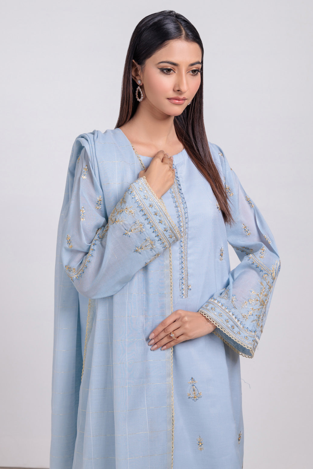 Bonanza Satrangi | P Blue Fancy 3 Piece (SS5243P50) -  Bonanza Satrangi Ready To Wear - Original Designer Dress - House of Maryam