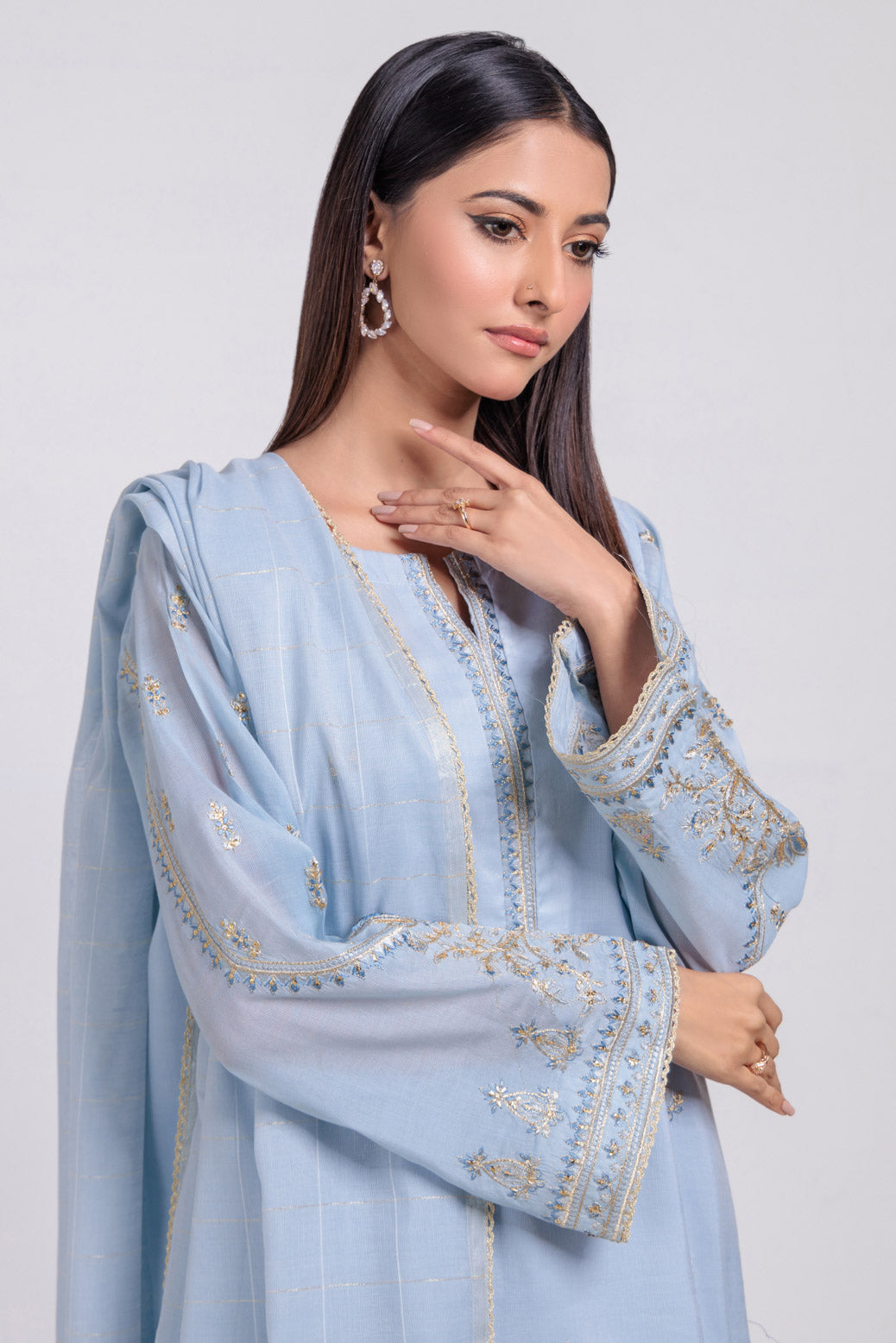 Bonanza Satrangi | P Blue Fancy 3 Piece (SS5243P50) -  Bonanza Satrangi Ready To Wear - Original Designer Dress - House of Maryam