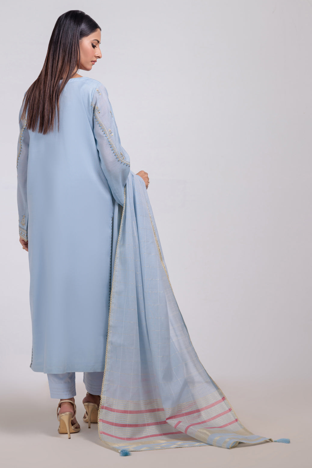 Bonanza Satrangi | P Blue Fancy 3 Piece (SS5243P50) -  Bonanza Satrangi Ready To Wear - Original Designer Dress - House of Maryam