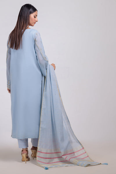 Bonanza Satrangi | P Blue Fancy 3 Piece (SS5243P50) -  Bonanza Satrangi Ready To Wear - Original Designer Dress - House of Maryam