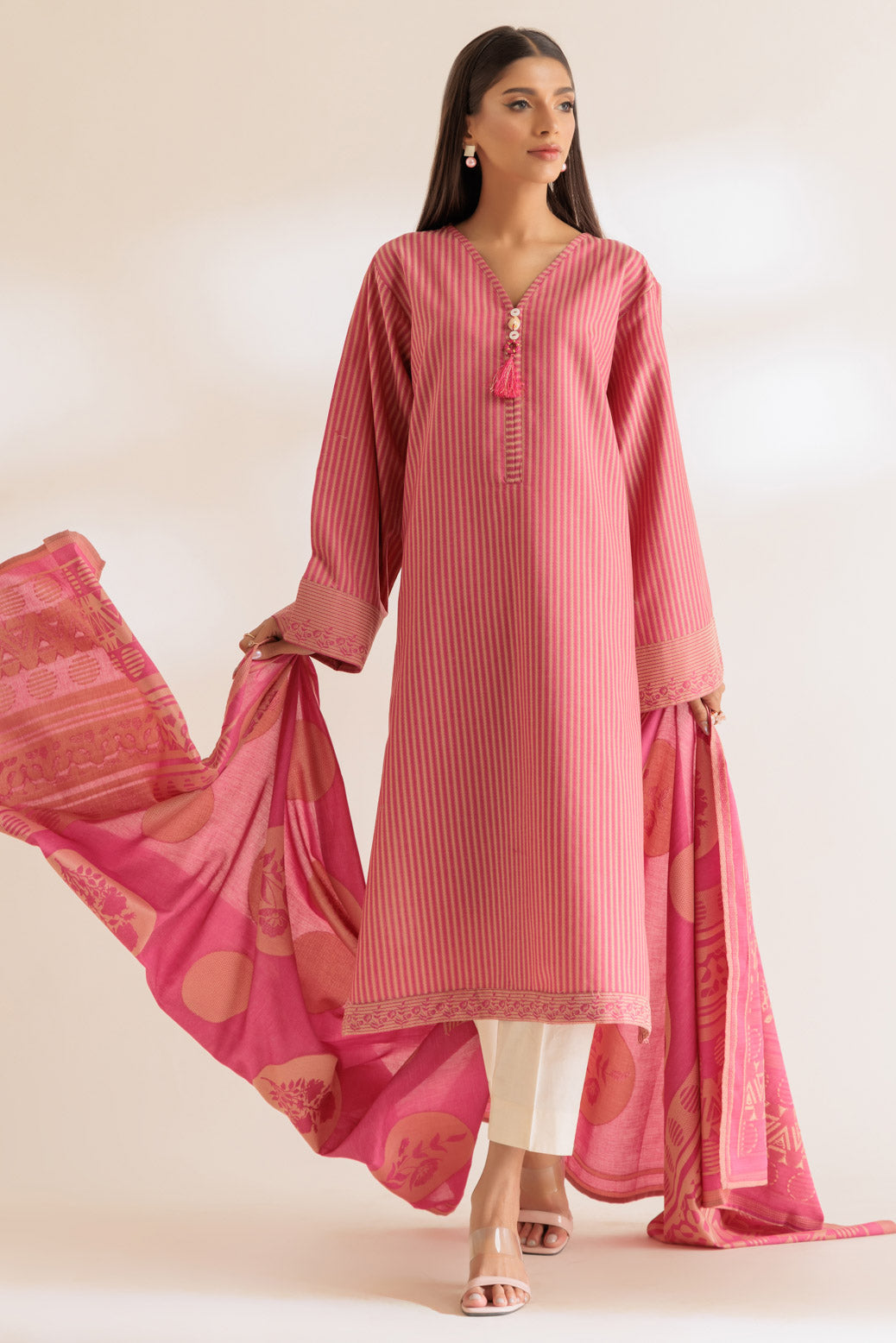 Bonanza Satrangi | Pink Jacquard 2 Piece (SS6242P35) -  Bonanza Satrangi Ready To Wear - Original Designer Dress - House of Maryam