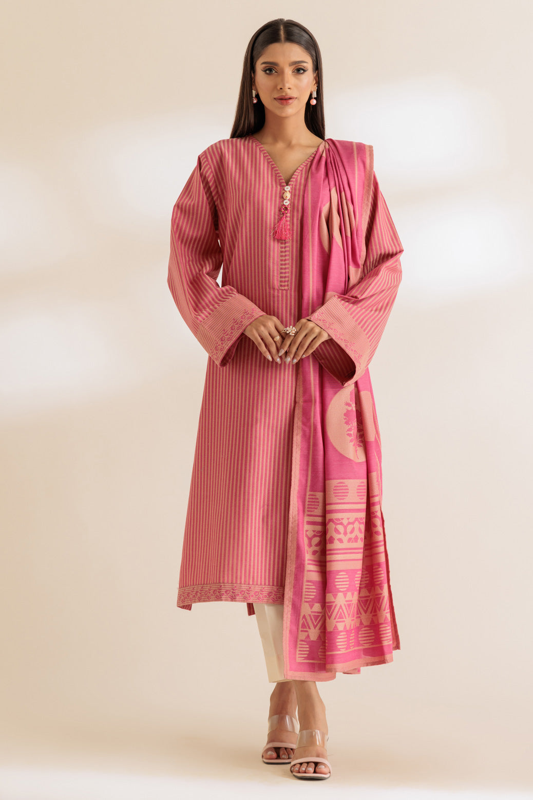 Bonanza Satrangi | Pink Jacquard 2 Piece (SS6242P35) -  Bonanza Satrangi Ready To Wear - Original Designer Dress - House of Maryam
