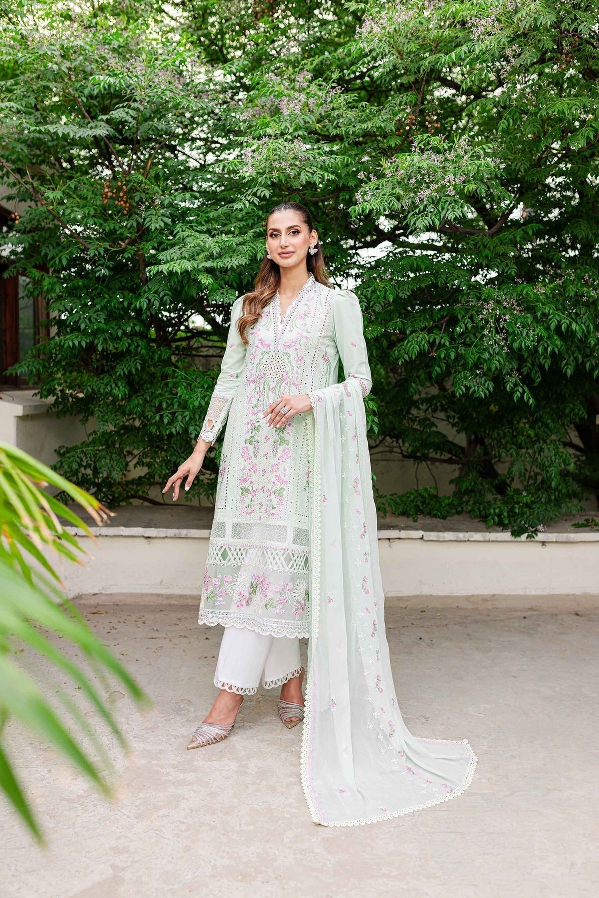 Sable Vogue | Shiree Lawn 24 | Mint Garden -  Sable Vogue Luxury - Original Designer Dress - House of Maryam