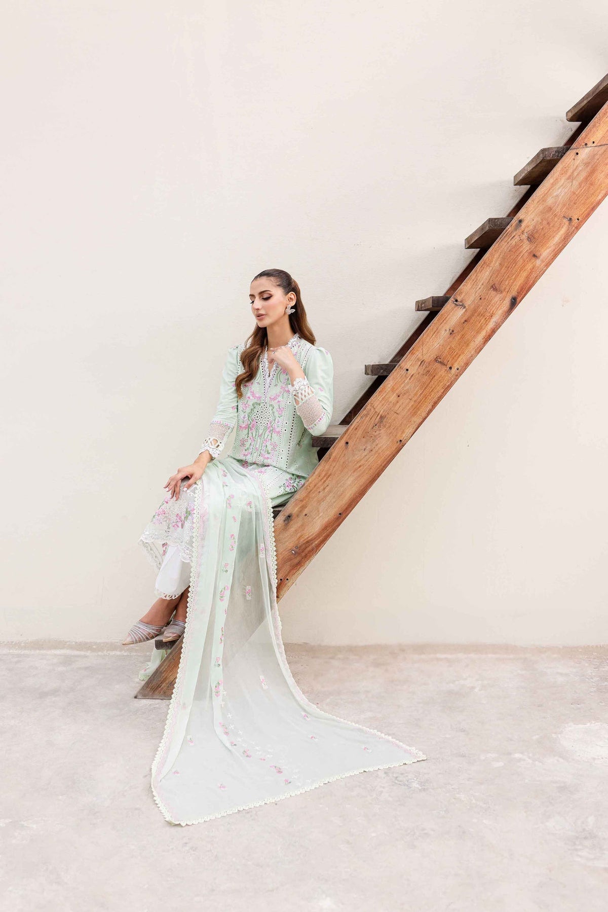 Sable Vogue | Shiree Lawn 24 | Mint Garden -  Sable Vogue Luxury - Original Designer Dress - House of Maryam