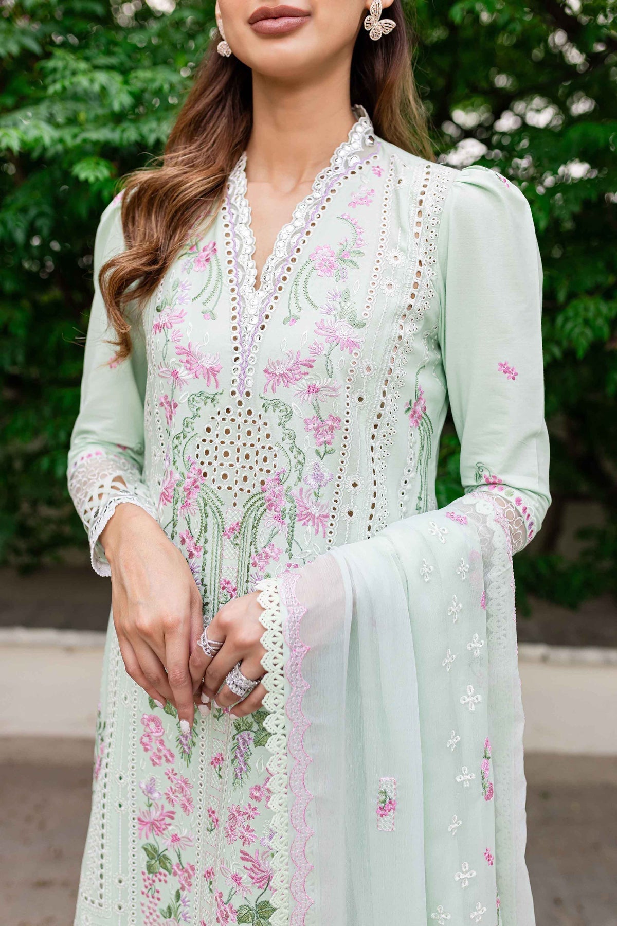 Sable Vogue | Shiree Lawn 24 | Mint Garden -  Sable Vogue Luxury - Original Designer Dress - House of Maryam