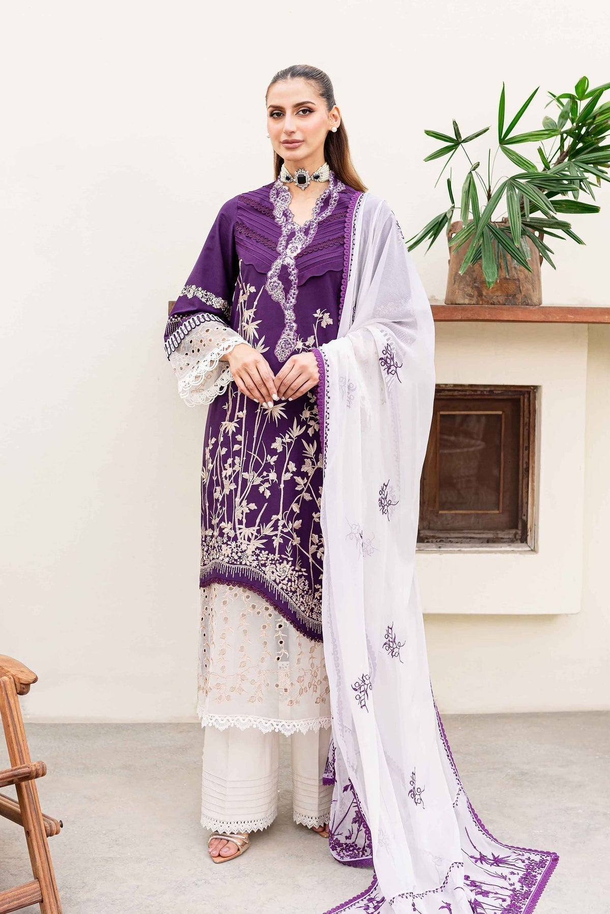 Sable Vogue | Shiree Lawn 24 | Plum Orchid -  Sable Vogue Luxury - Original Designer Dress - House of Maryam