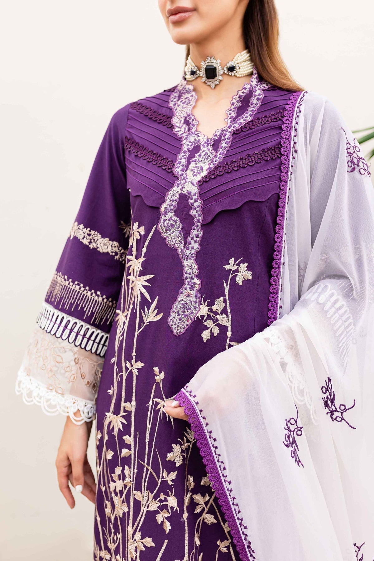Sable Vogue | Shiree Lawn 24 | Plum Orchid -  Sable Vogue Luxury - Original Designer Dress - House of Maryam