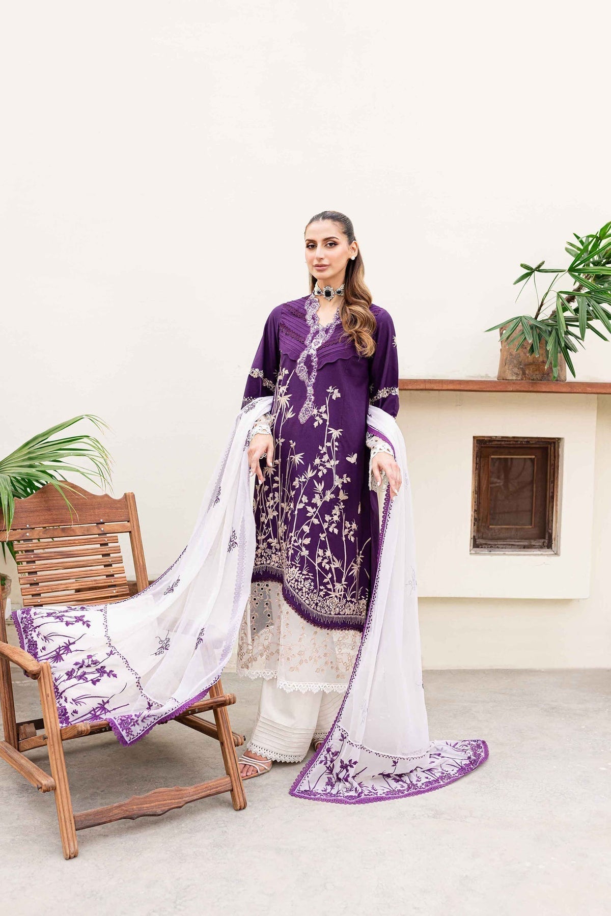 Sable Vogue | Shiree Lawn 24 | Plum Orchid -  Sable Vogue Luxury - Original Designer Dress - House of Maryam