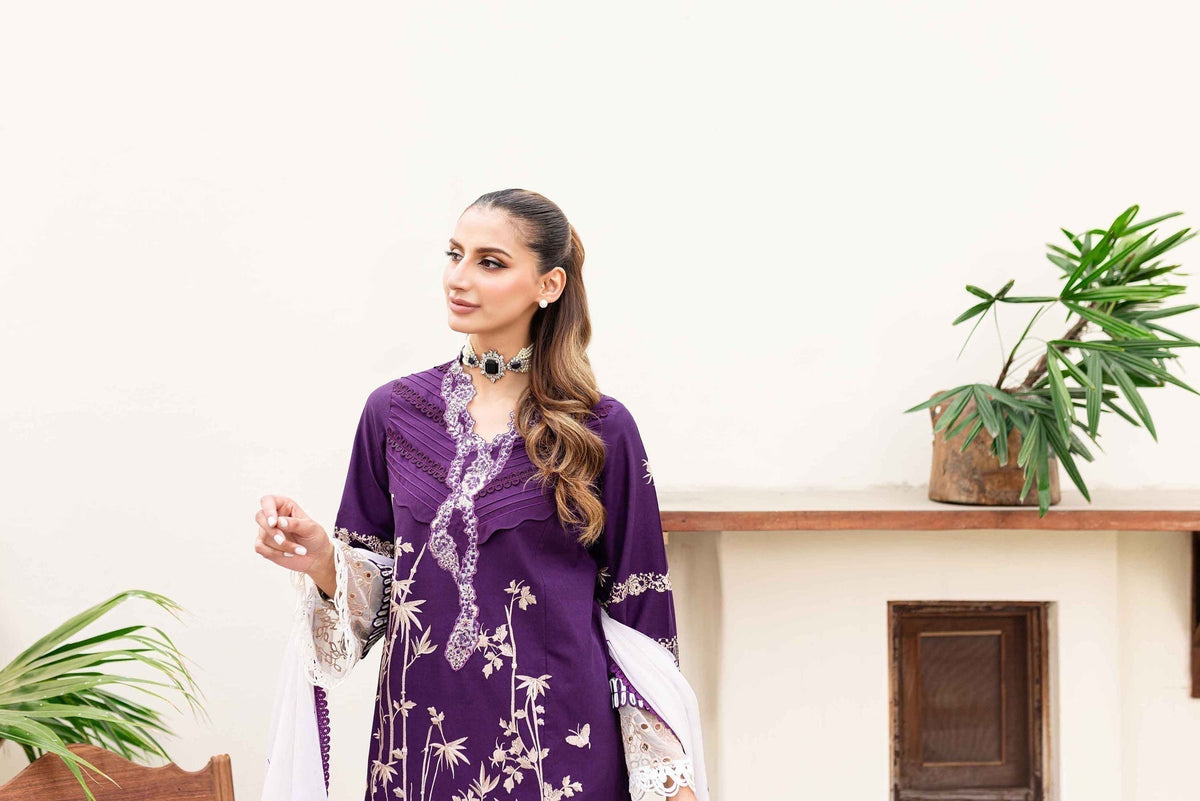 Sable Vogue | Shiree Lawn 24 | Plum Orchid -  Sable Vogue Luxury - Original Designer Dress - House of Maryam
