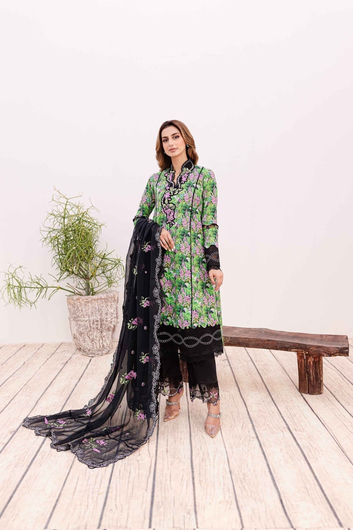 Sable Vogue | Shiree Lawn 24 | Black Iris -  Sable Vogue Luxury - Original Designer Dress - House of Maryam