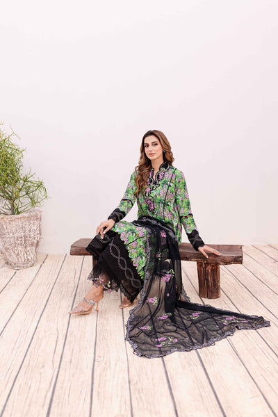 Sable Vogue | Shiree Lawn 24 | Black Iris -  Sable Vogue Luxury - Original Designer Dress - House of Maryam