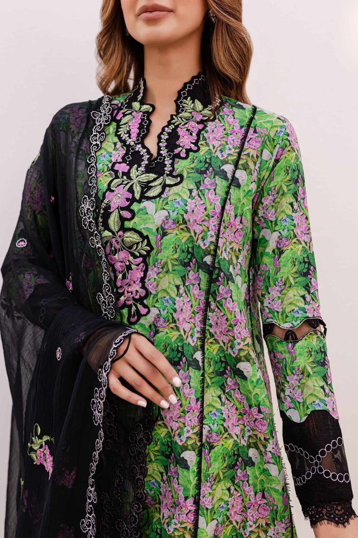 Sable Vogue | Shiree Lawn 24 | Black Iris -  Sable Vogue Luxury - Original Designer Dress - House of Maryam