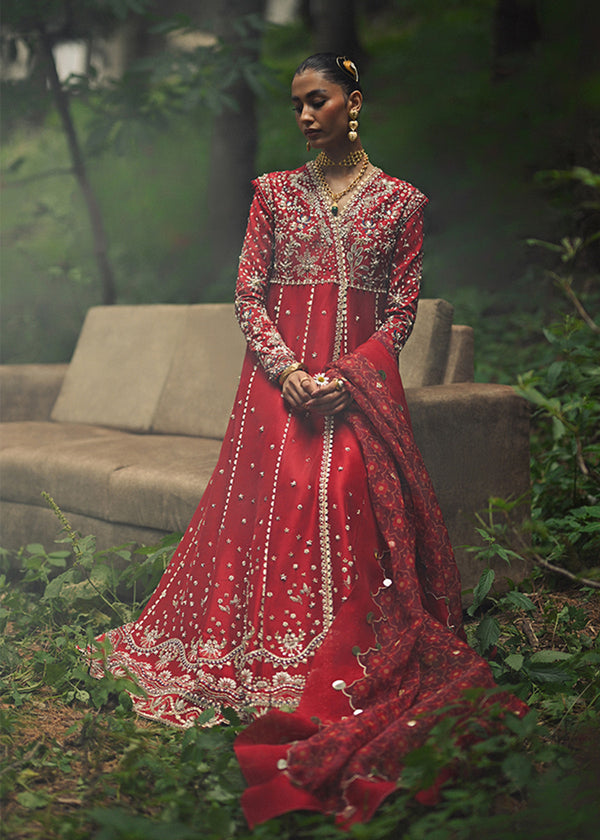 Suffuse Sahar ruby red raw silk pishwas and izaar, photo 5