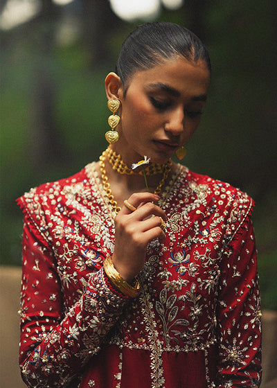 Suffuse Sahar ruby red raw silk pishwas and izaar, photo 4