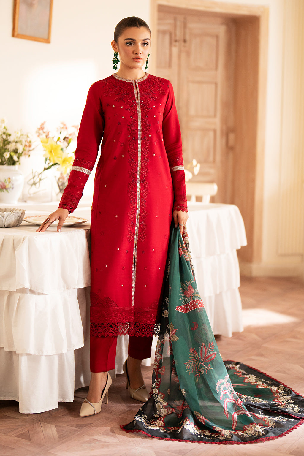 Saad Shaikh | Lumiere Winter |  D-07 Coral -  Saad Shaikh Ladies Clothes - Original Designer Dress - House of Maryam