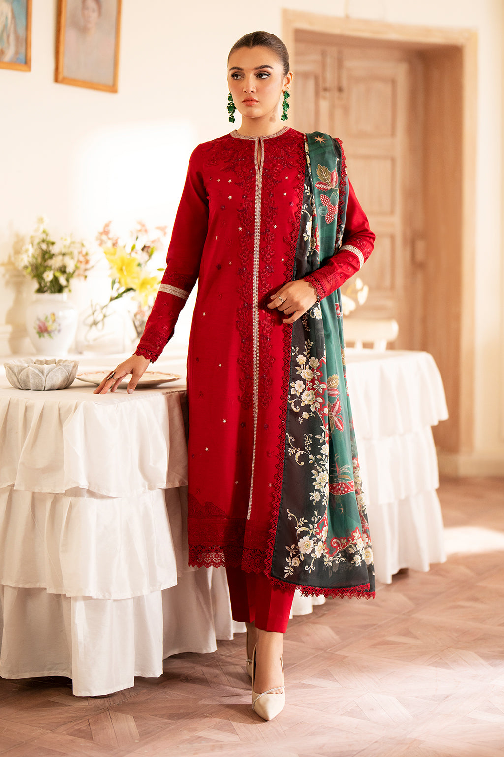 Saad Shaikh | Lumiere Winter |  D-07 Coral -  Saad Shaikh Ladies Clothes - Original Designer Dress - House of Maryam