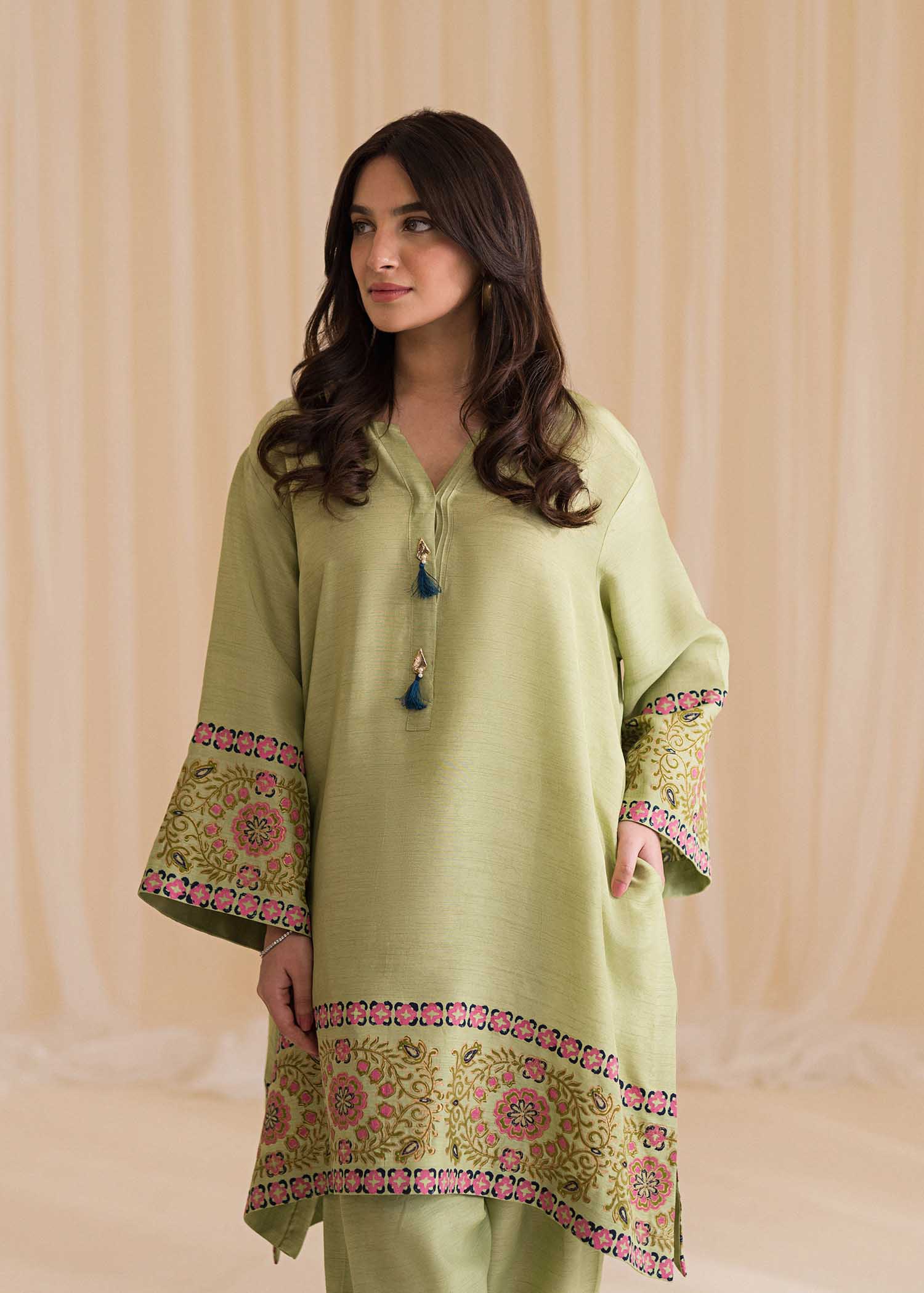 Sadaf Fawad Khan | Lyla Festive Pret | Moss by Designer Sadaf Fawad Khan - House of Maryam - Pakistani Designer Ethnic Wear in {{ shop.shopifyCountryName }}