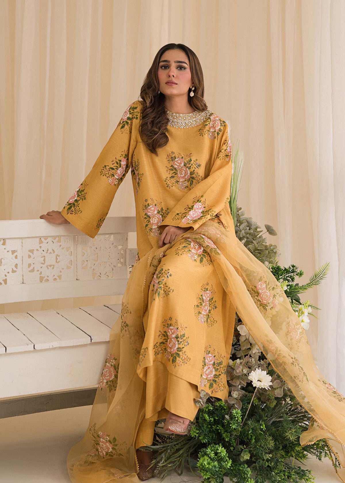 Sadaf Fawad Khan | Lyla Festive Pret | Lemon Zest -  Sadaf Fawad Khan Formal - Original Designer Dress - House of Maryam